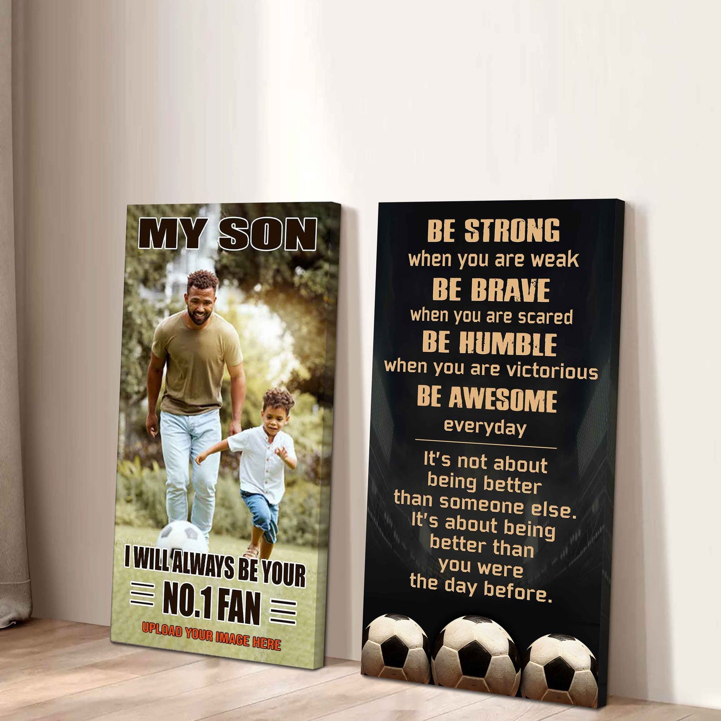 Baseball- My Son Be Strong When You Are Weak Be Awesome Everyday Set 2 Canvas Wall Art From Dad To Son