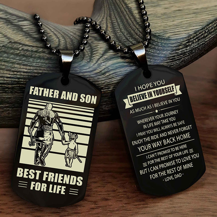 cowboy personalized double sided dog tag to my son i love you - enjoy the ride and never forget your way back home from