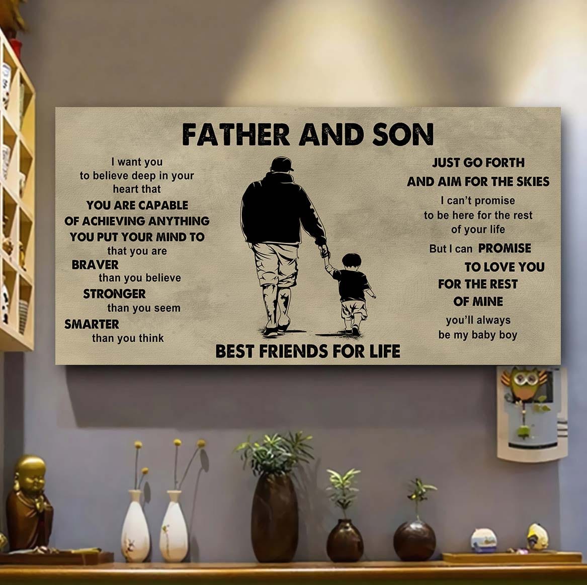 vikings father and son best friends for life  - that you are braver than you believe poster canvas gift for son from father