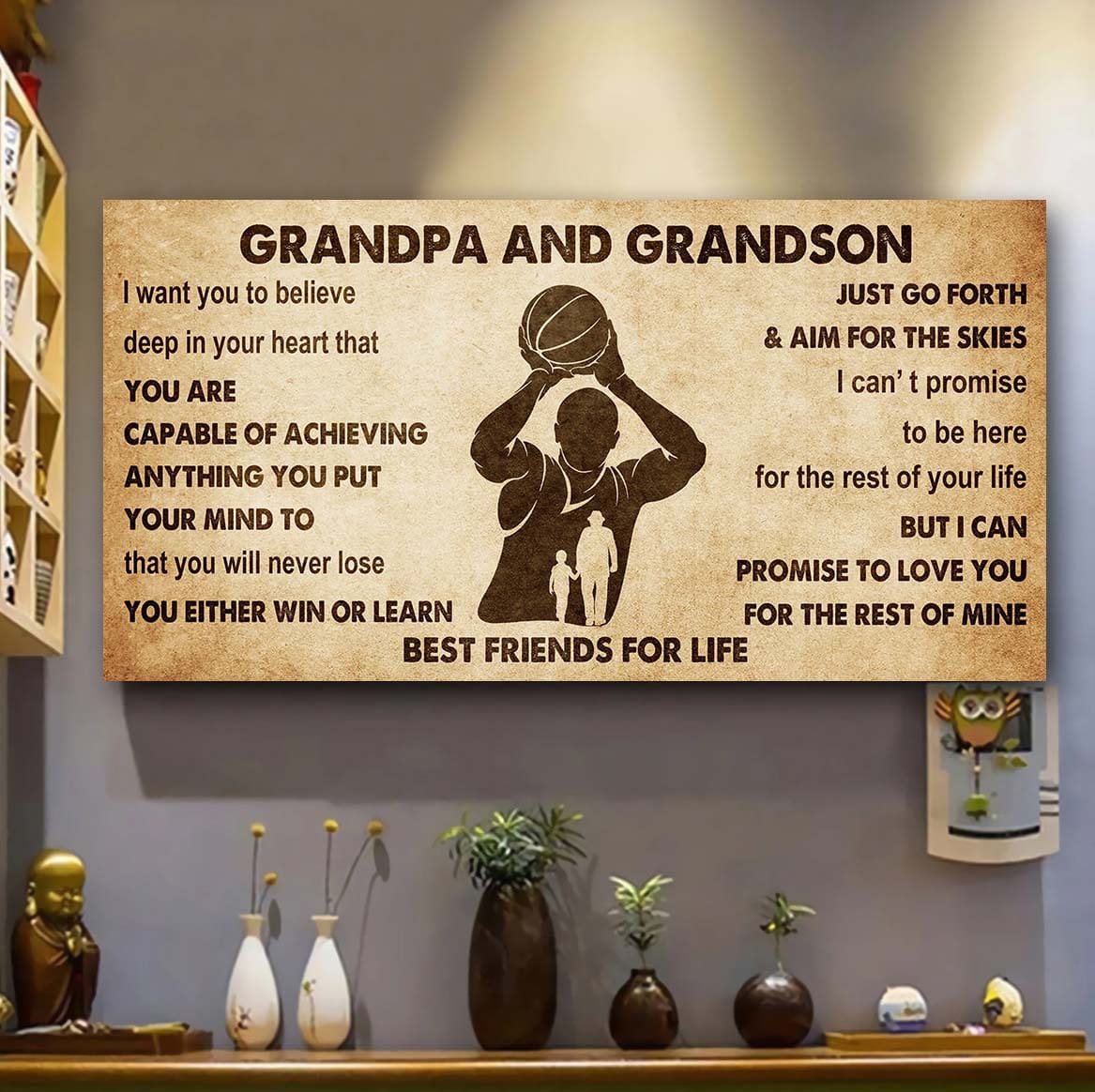 personalized grandpa to grandson poster canvas father and son best friends for life - message for your grandson gifts for him