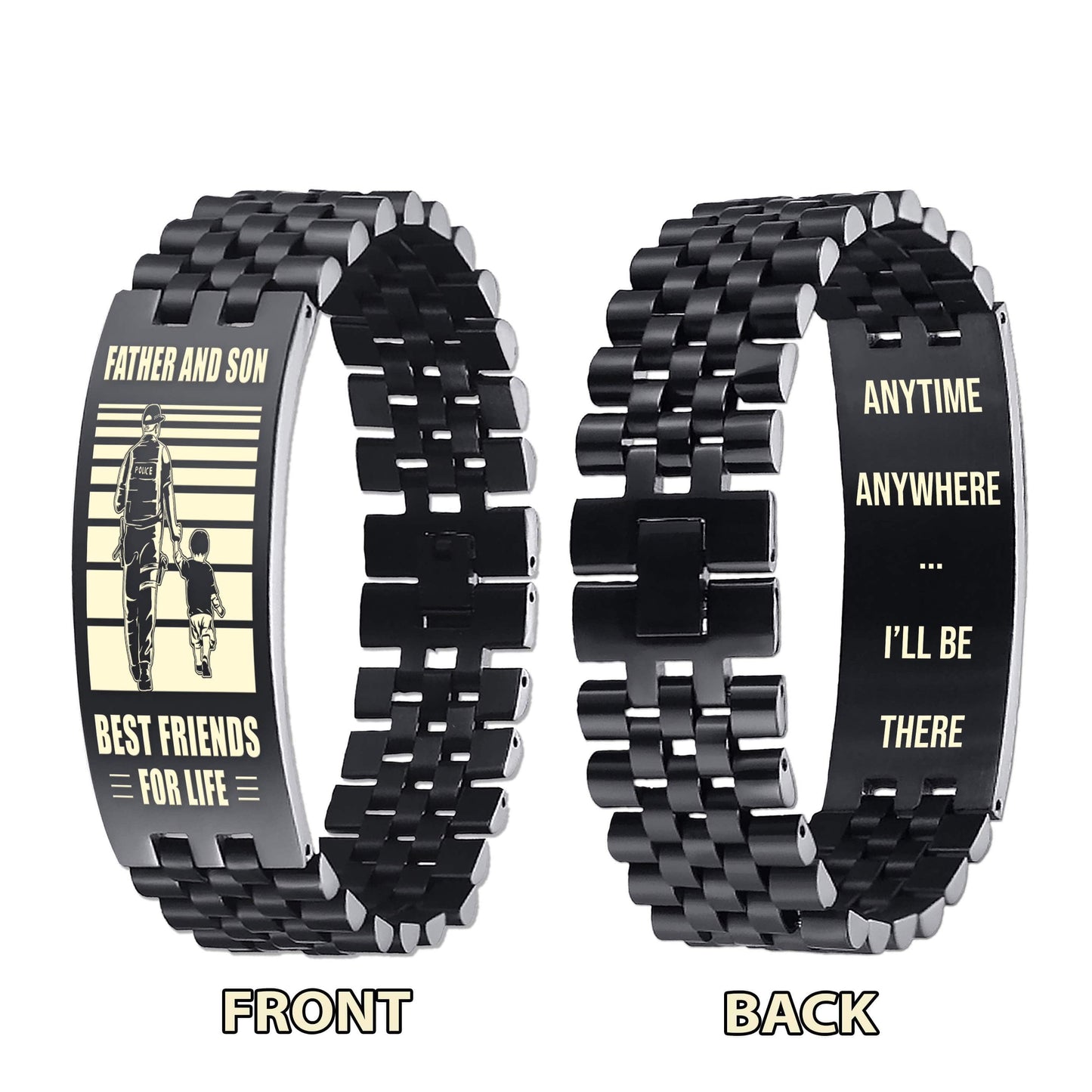 sto personalized double sided bracelet father and son best friends for life - message on the back side-