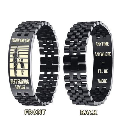 Samurai Personalized Double Sided Bracelet Father And Son Best Friends For Life - Message on the back side