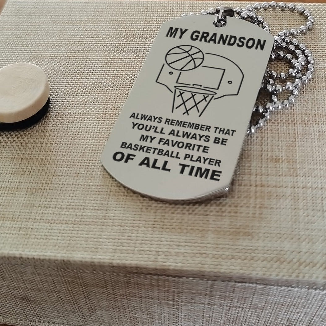 customizable basketball dog tag, gifts from grandpa grandma to grandson- it is not about better than someone else, it is about being better than you were the day before, be strong be brave be humble