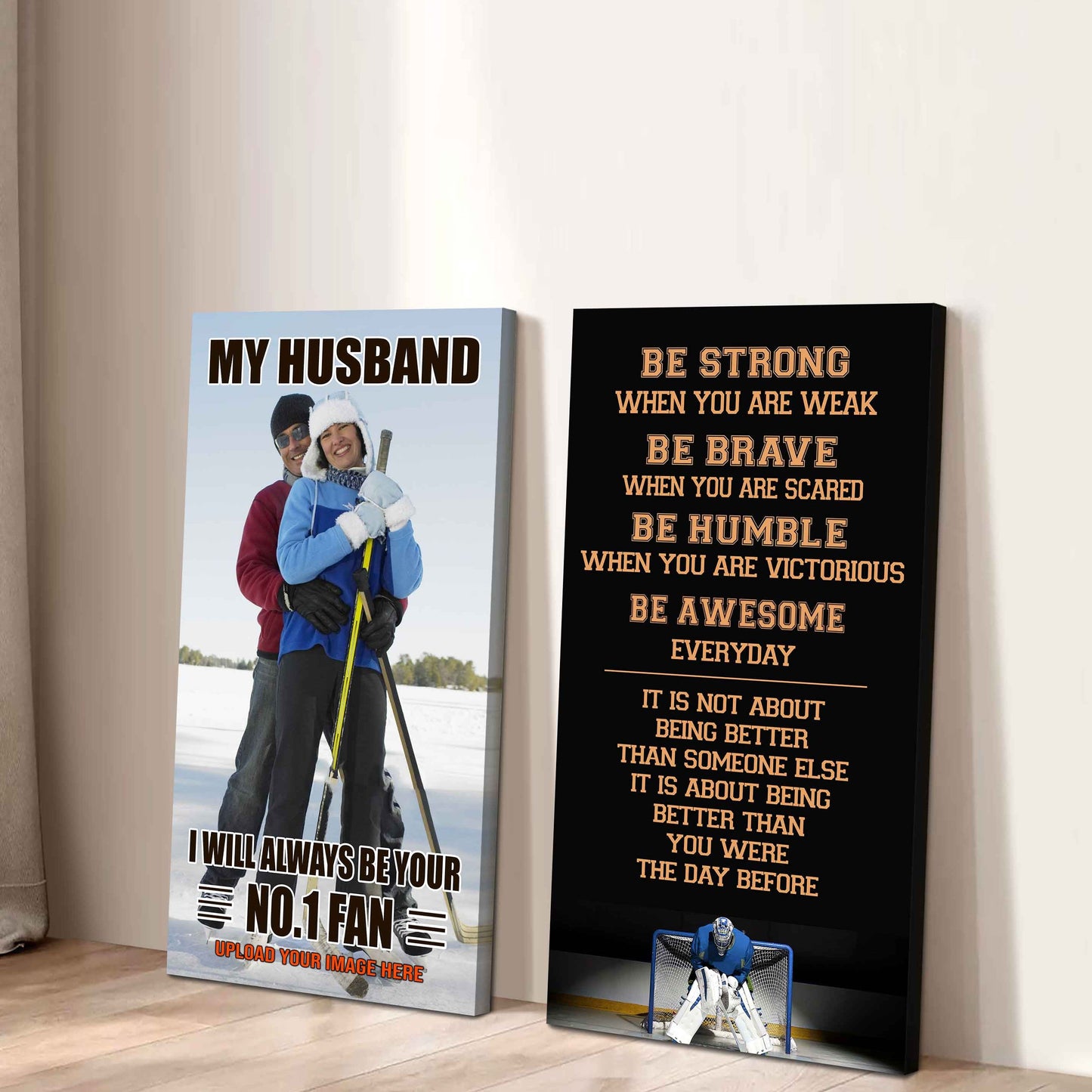 Sport Couple To My Husband Be Strong When You Are Weak Be Awesome Everyday Set 2 Canvas Wall Art