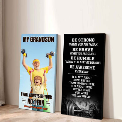 Baseball- My Grandson Be Strong When You Are Weak Be Awesome Everyday Set 2 Canvas Wall Art From Grandpa To Grandson