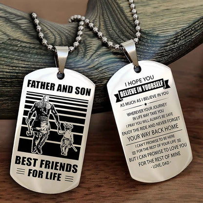Cowboy Personalized Double Sided Dog Tag To My Son I Love You - Enjoy The Ride And Never Forget Your Way Back Home From
