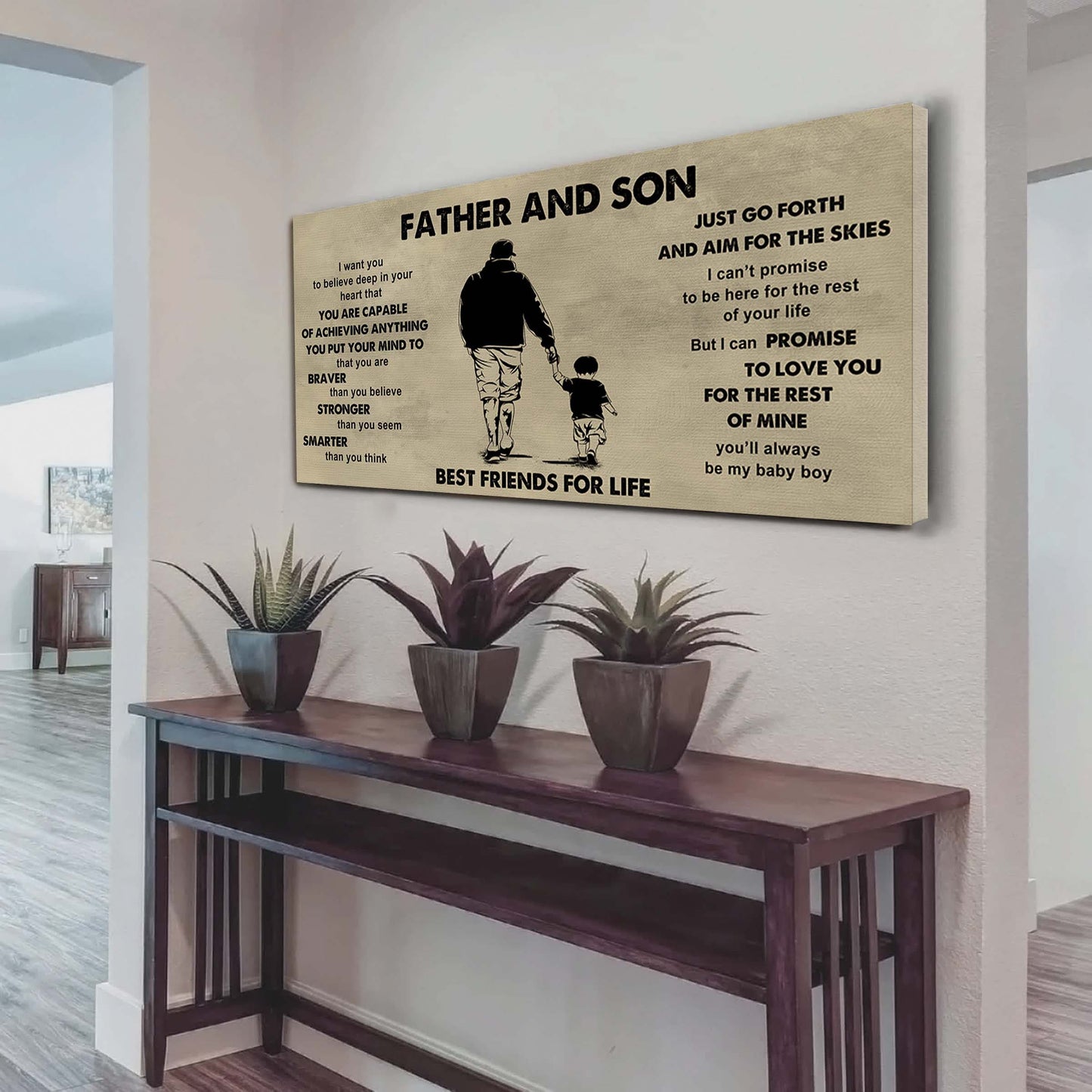 drb gk father and son best friends for life  - that you are braver than you believe poster canvas gift for son from father