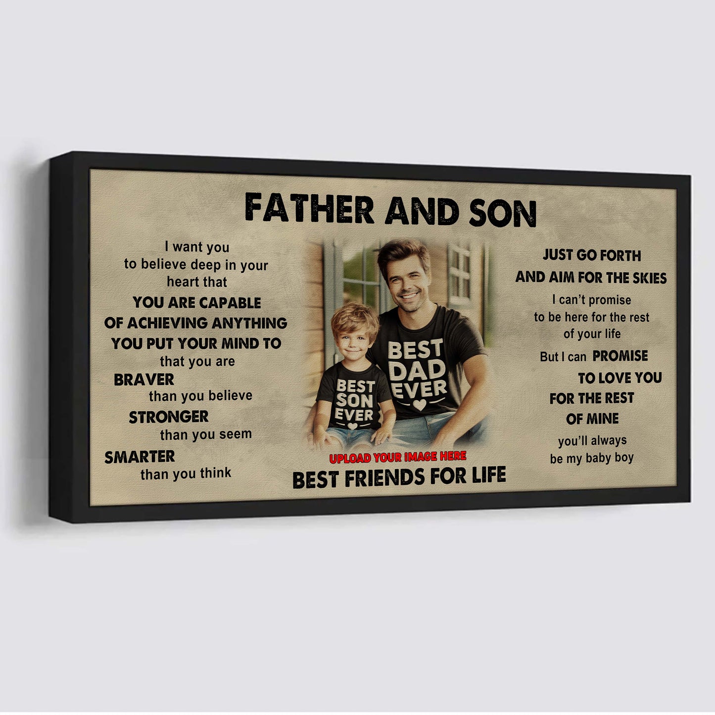 drb vgt father and son best friends for life  - that you are braver than you believe poster canvas gift for son from father