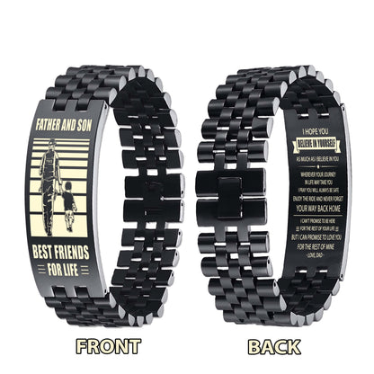 GK STO Personalized Double Sided Bracelet Father And Son Best Friends For Life - Message on the back side