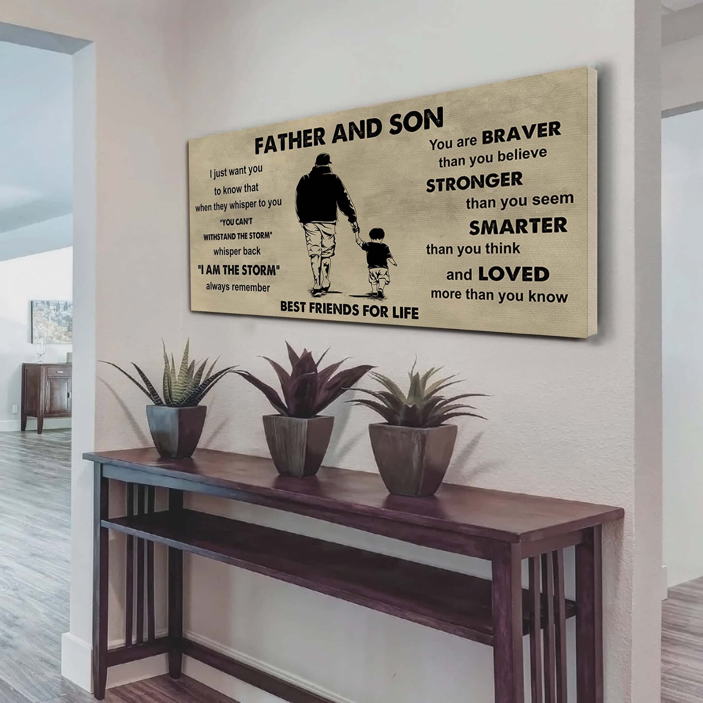 ver 2 drb vgt father and son best friends for life - i am the storm poster canvas gift for son from father