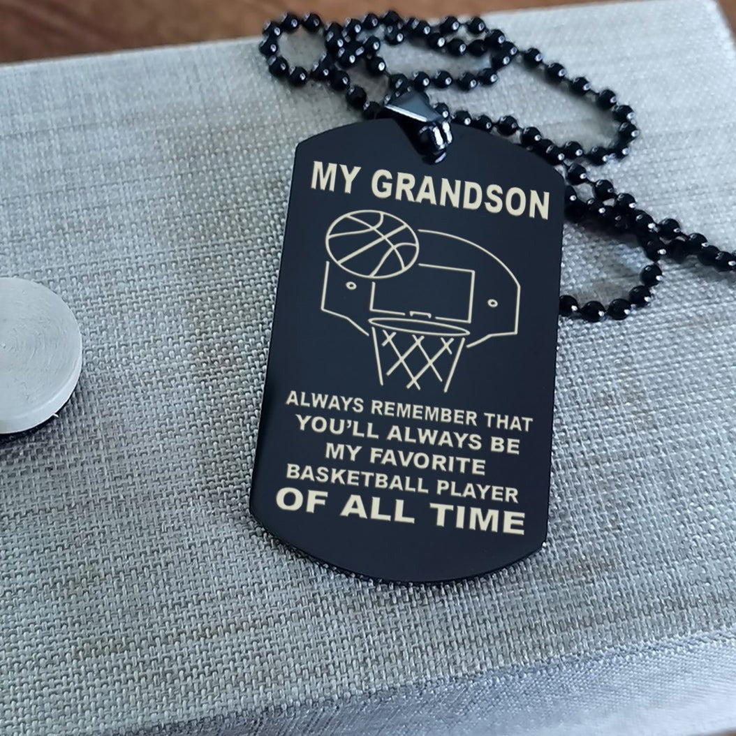 customizable basketball dog tag, gifts from grandpa grandma to grandson- it is not about better than someone else, it is about being better than you were the day before, be strong be brave be humble