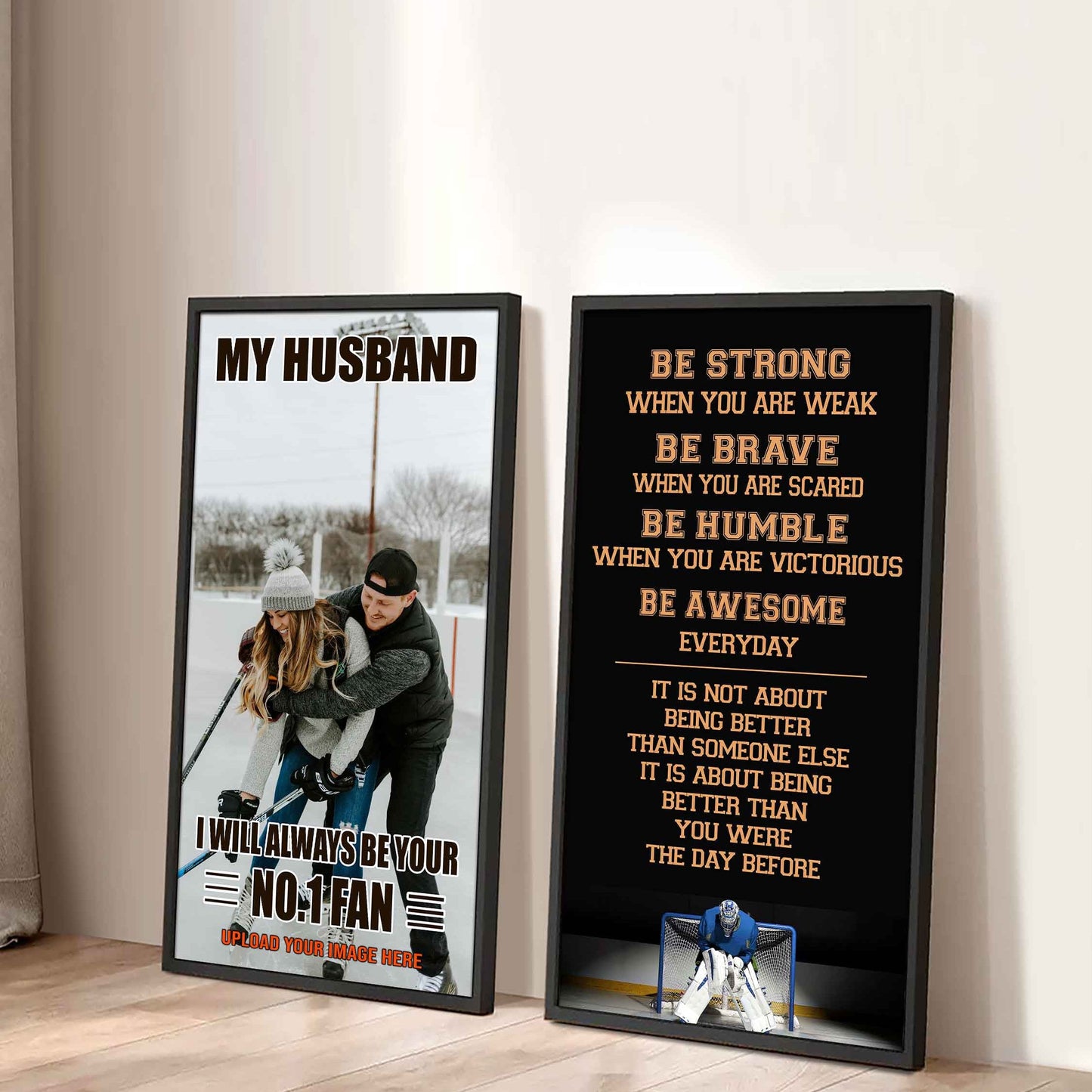 Baseball- Couple To My Husband Be Strong When You Are Weak Be Awesome Everyday Set 2 Canvas Wall Art