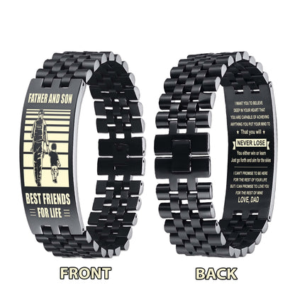 Samurai Personalized Double Sided Bracelet Father And Son Best Friends For Life - Message on the back side