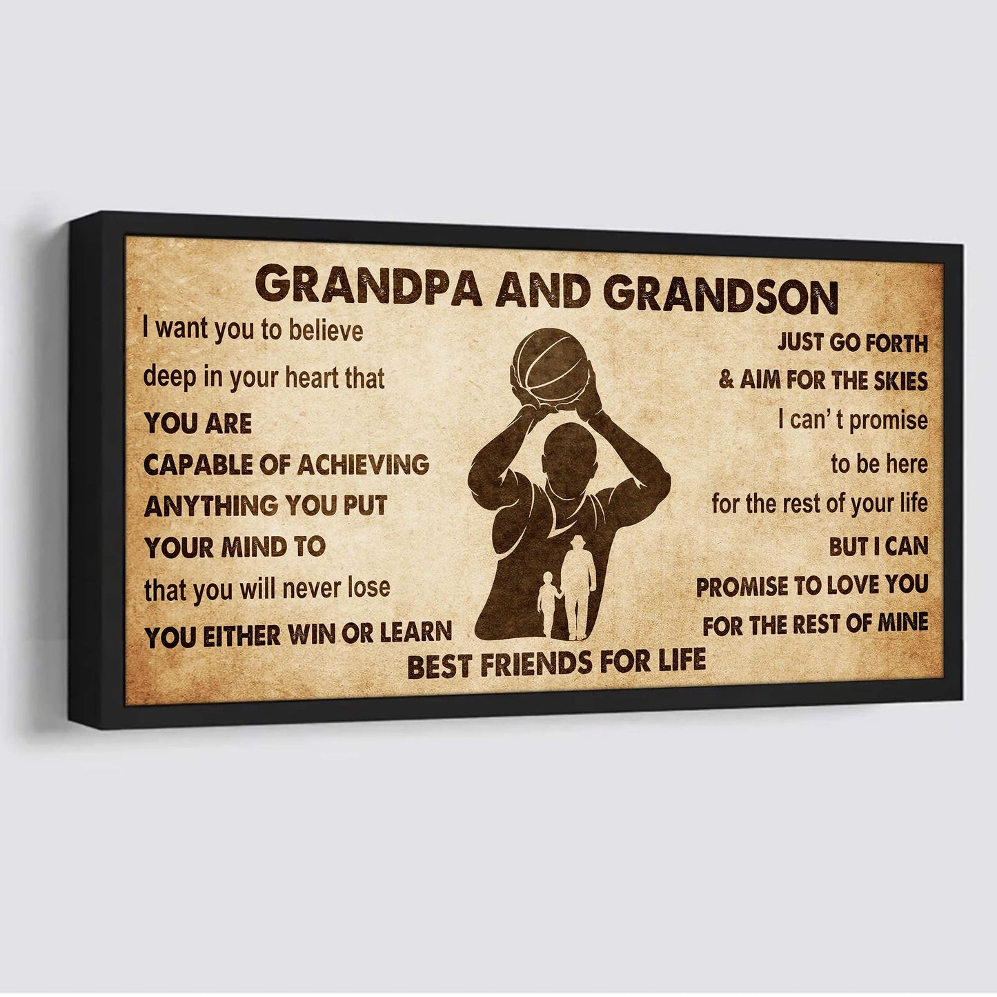 personalized grandpa to grandson poster canvas father and son best friends for life - message for your grandson gifts for him