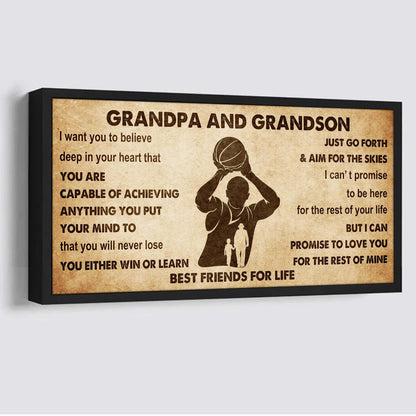 Personalized Grandpa To Grandson Poster Canvas Father And Son Best Friends For Life - Message For Your Grandson Gifts For Him