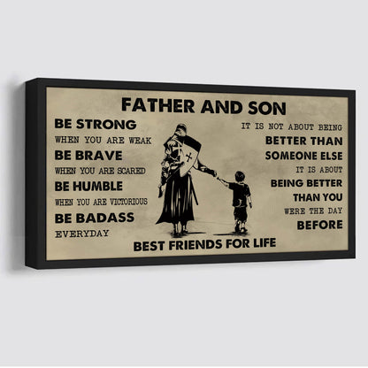 Vikings Father And Son Best Friends For Life - Be Strong When You Are Weak Poster Canvas Gift For Son From Father