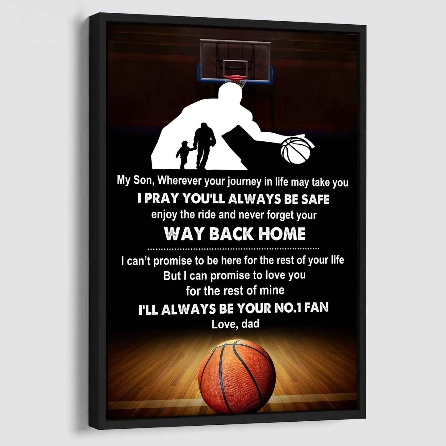 sport poster canvas dad to son - never forget your way back home i will always your no 1 fan