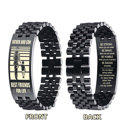 Samurai Personalized Double Sided Bracelet Father And Son Best Friends For Life - Message on the back side