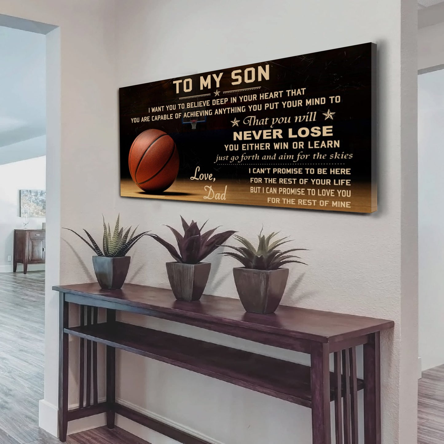 customizable basketball poster – dad to son - never lose