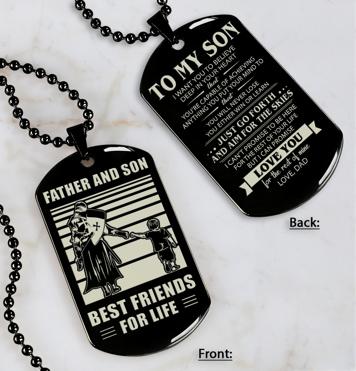 hm12 - customizabled double sided dog tag father and son best friends for life