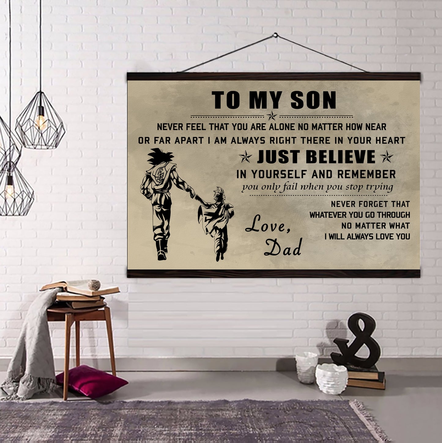 canvas poster dad to son just believe in yourself i will always love you