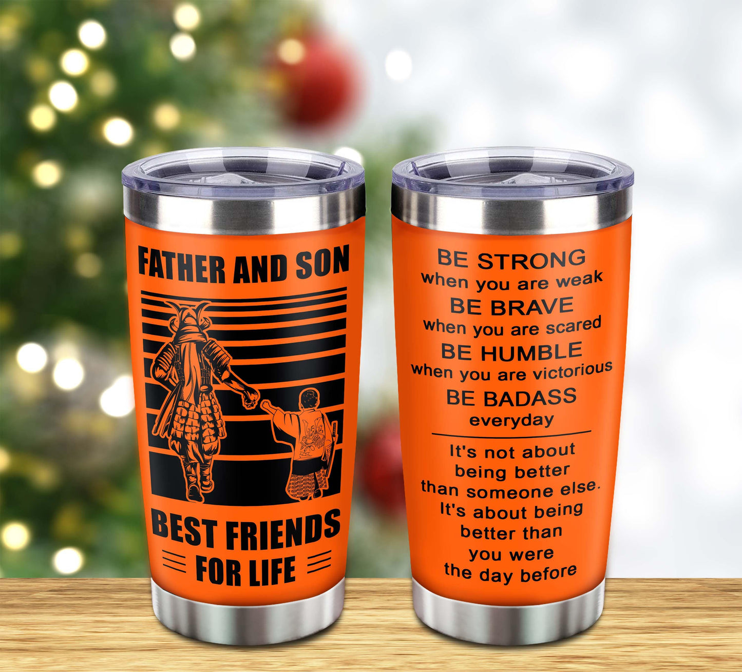 customizable drb tumbler, gifts from dad to son father and son best friend for life with inspriration message