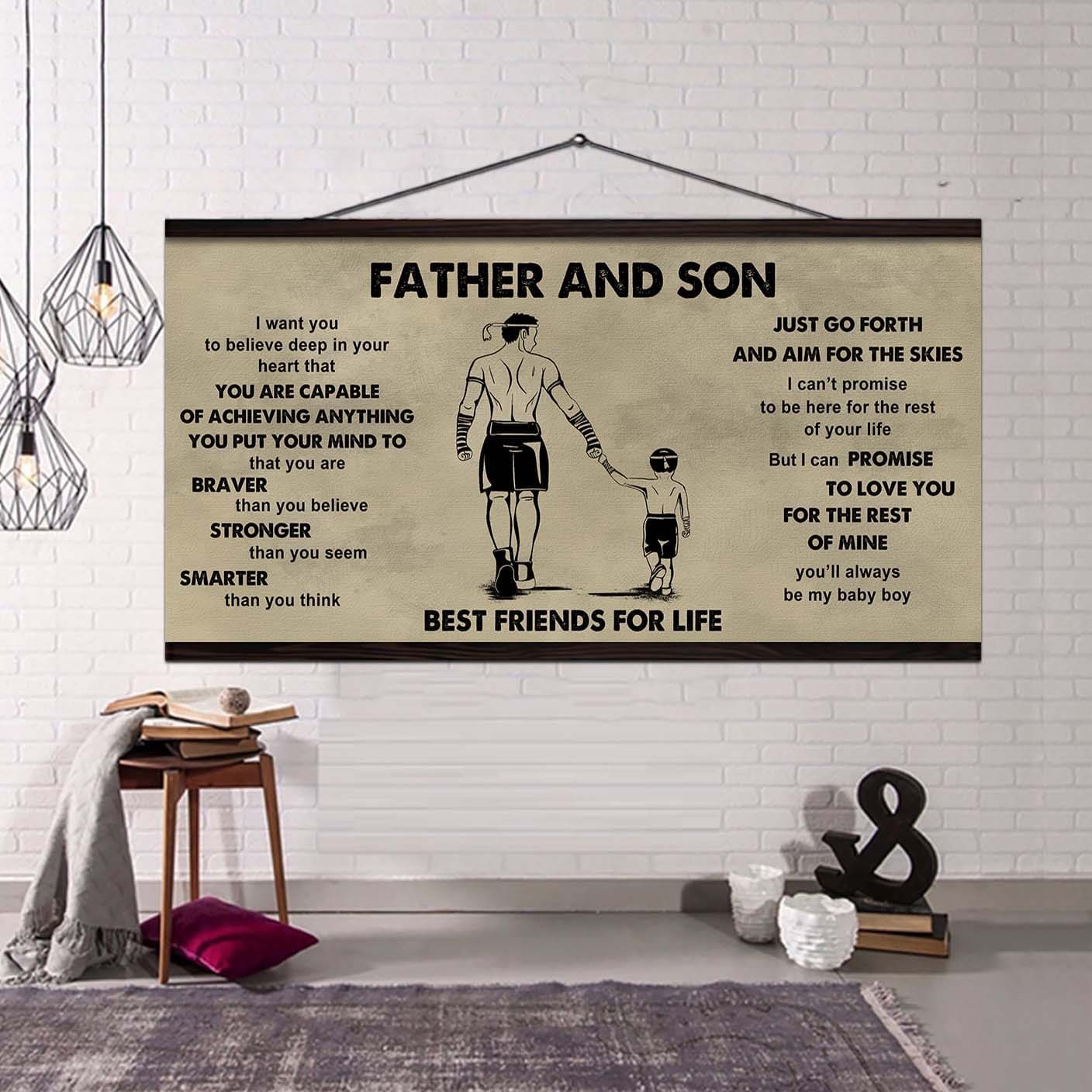 sport - family father and son best friends for life - that you are braver than you believe poster canvas gift for son from father