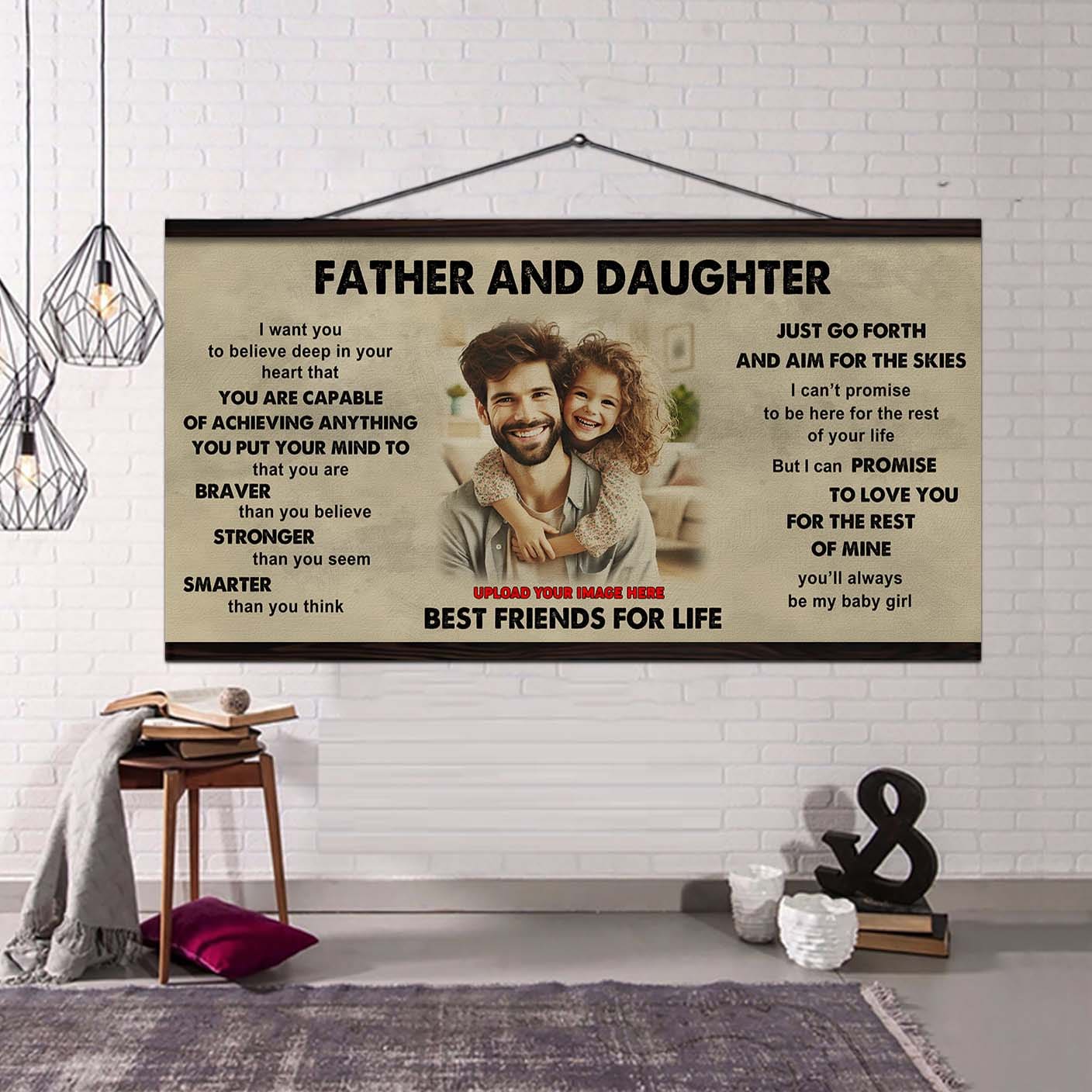 family father and daughter best friends for life  - that you are braver than you believe poster canvas gift for daughter from father