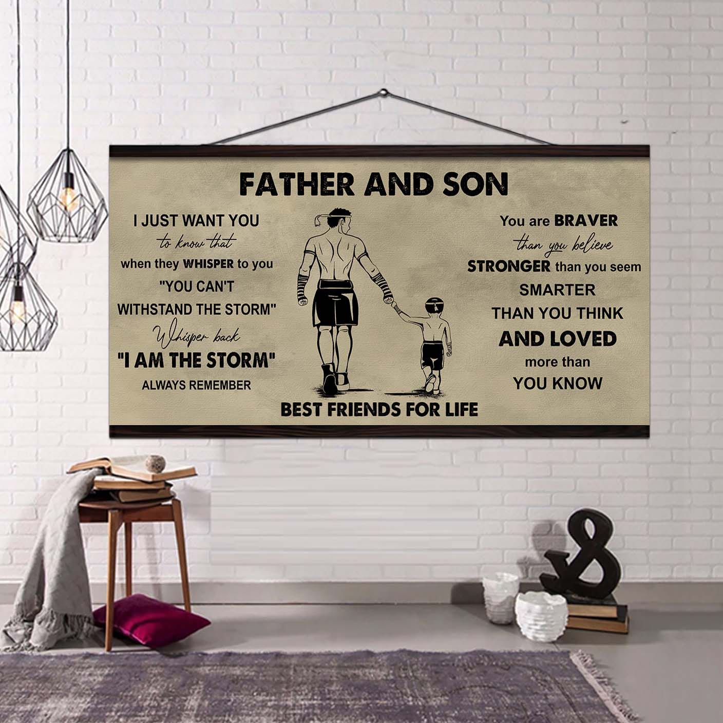 soccer father and son best friends for life - i am the storm poster canvas gift for son from father