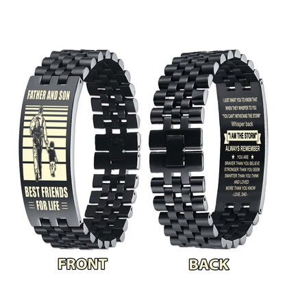 STO Biker Personalized Double Sided Bracelet Father And Son Best Friends For Life - Message on the back side