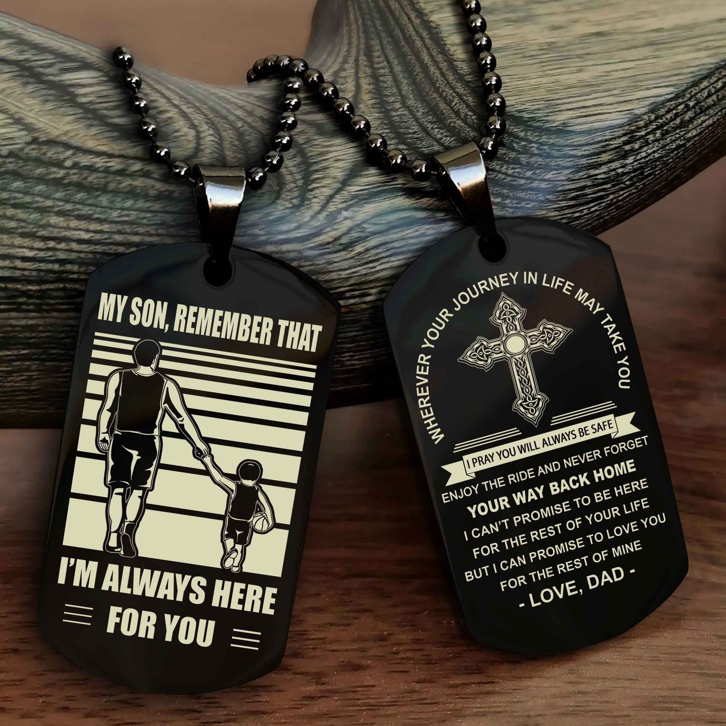 drb cross double sided dog tag my son remember that - gift for son enjoy the ride never forget your way back home