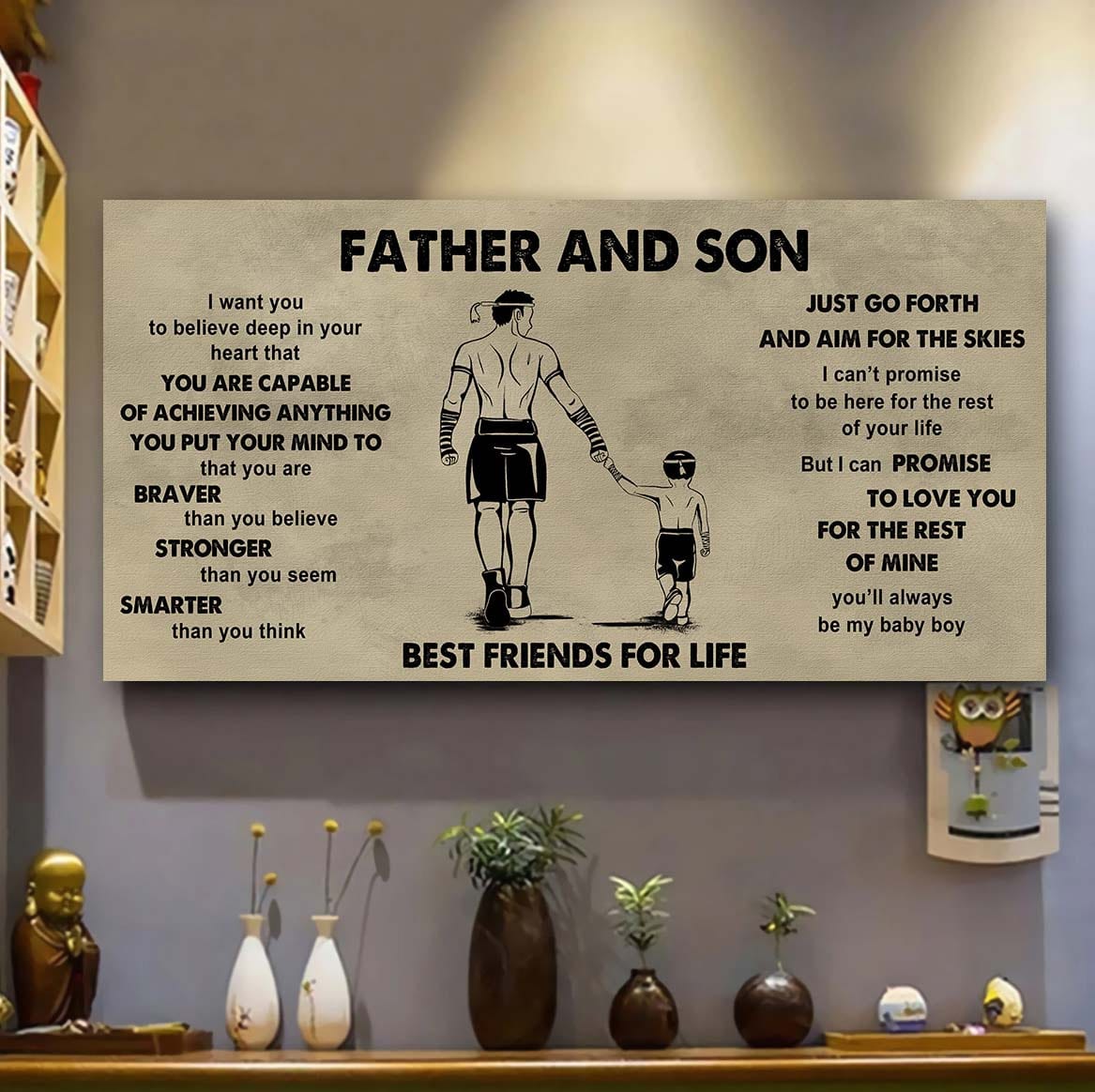 family father and son best friends for life - that you are braver than you believe poster canvas gift for son from father