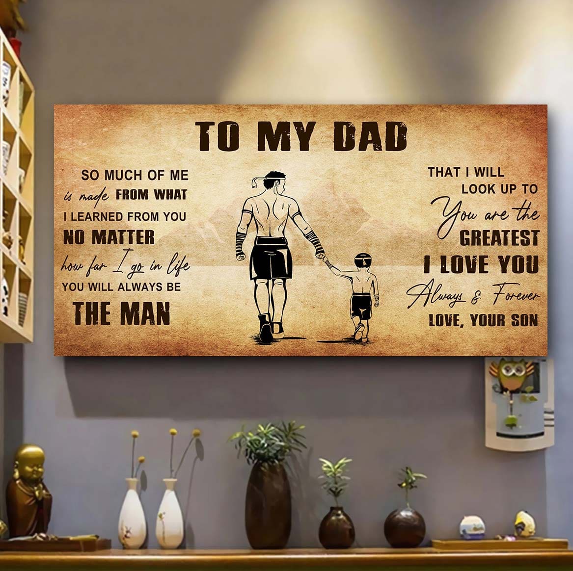 family to my dad - you are the greatest i love you poster canvas from son to father gifts for father