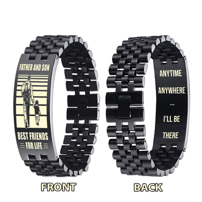 GK STO Personalized Double Sided Bracelet Father And Son Best Friends For Life - Message on the back side