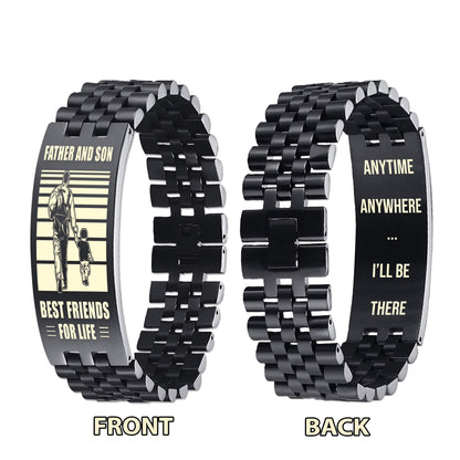 WBH Biker Personalized Double Sided Bracelet Father And Son Best Friends For Life - Message on the back side