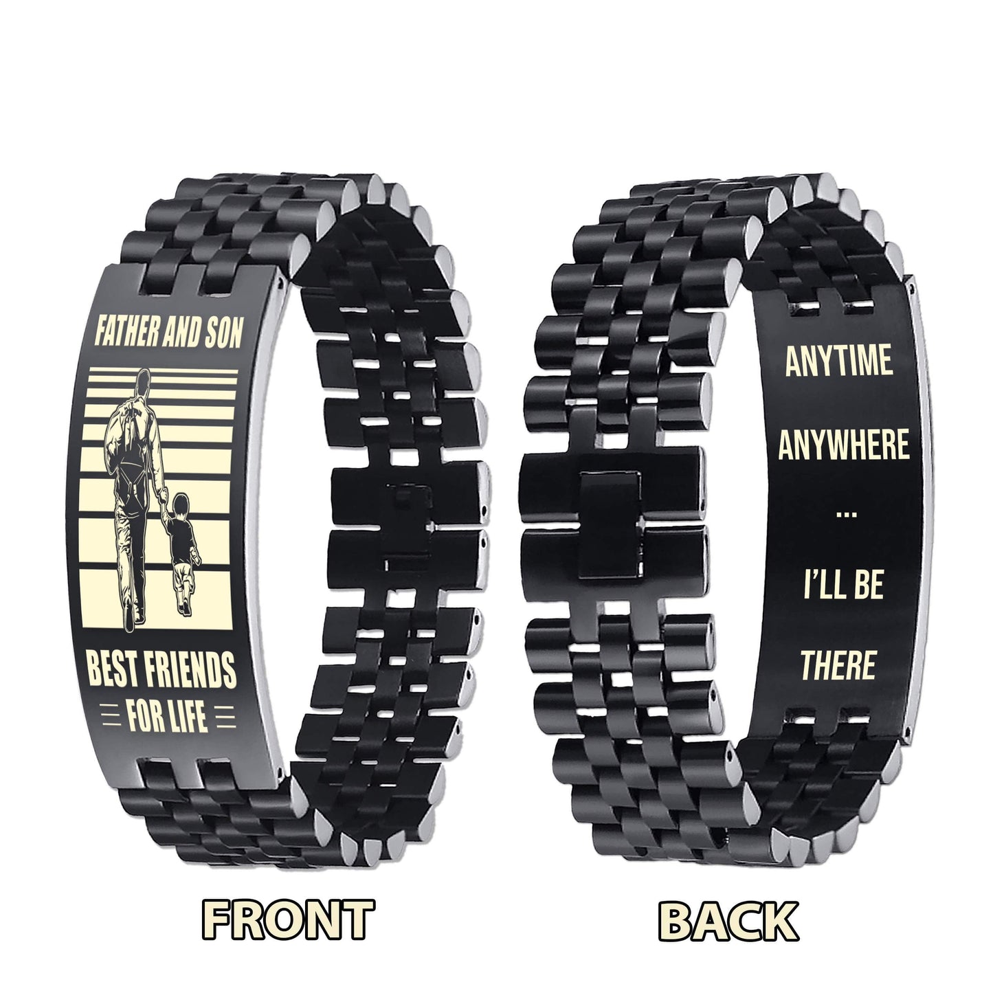 wbh spartan personalized double sided bracelet father and son best friends for life - message on the back side