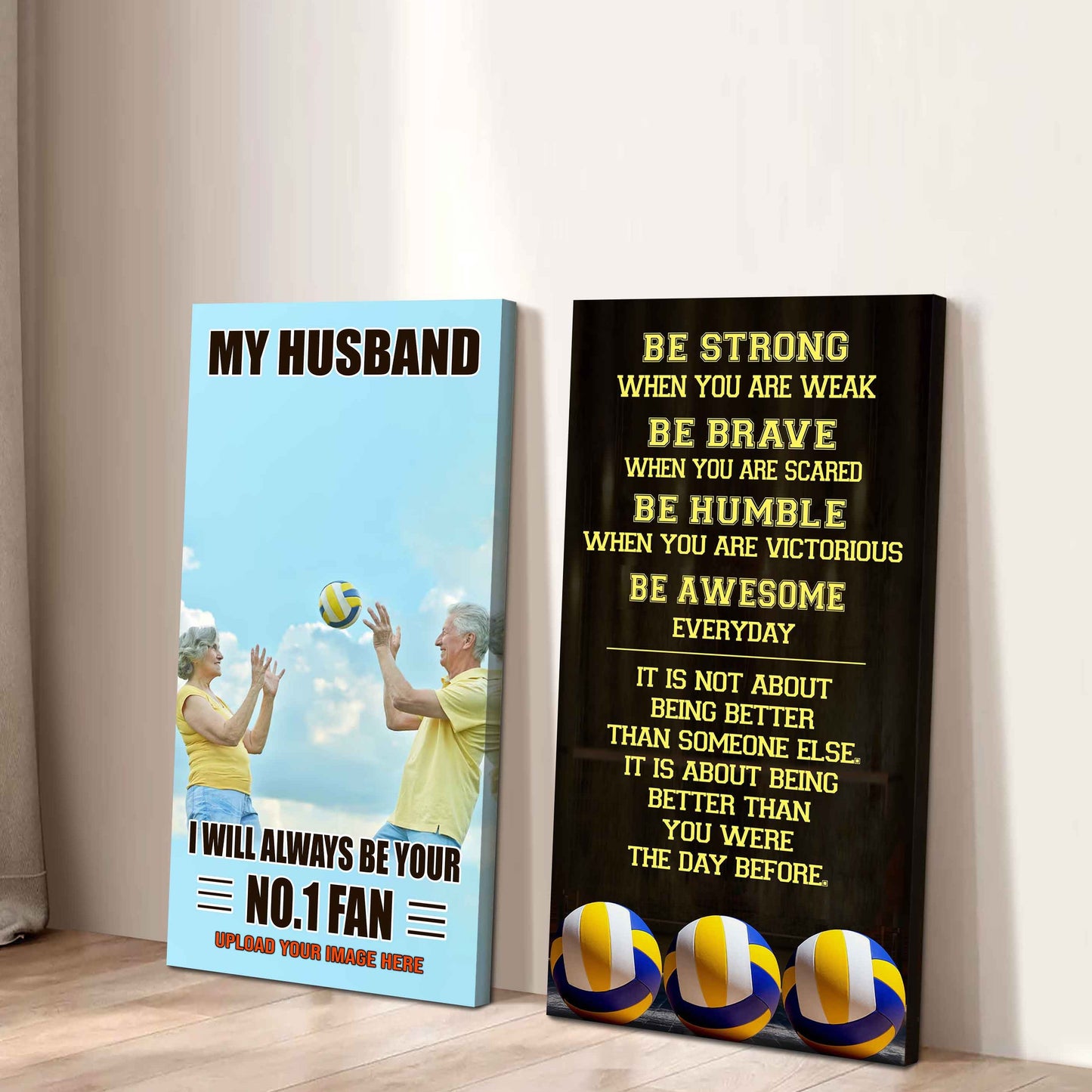 Sport Couple To My Husband Be Strong When You Are Weak Be Awesome Everyday Set 2 Canvas Wall Art