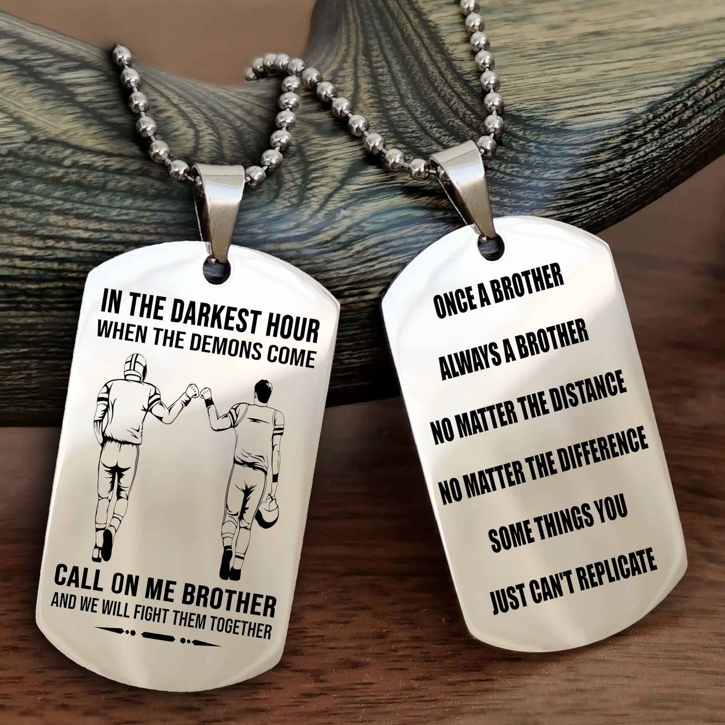 Viking Customizable engraved dog tag double sided gift from brother Once A Brother Always A Brother