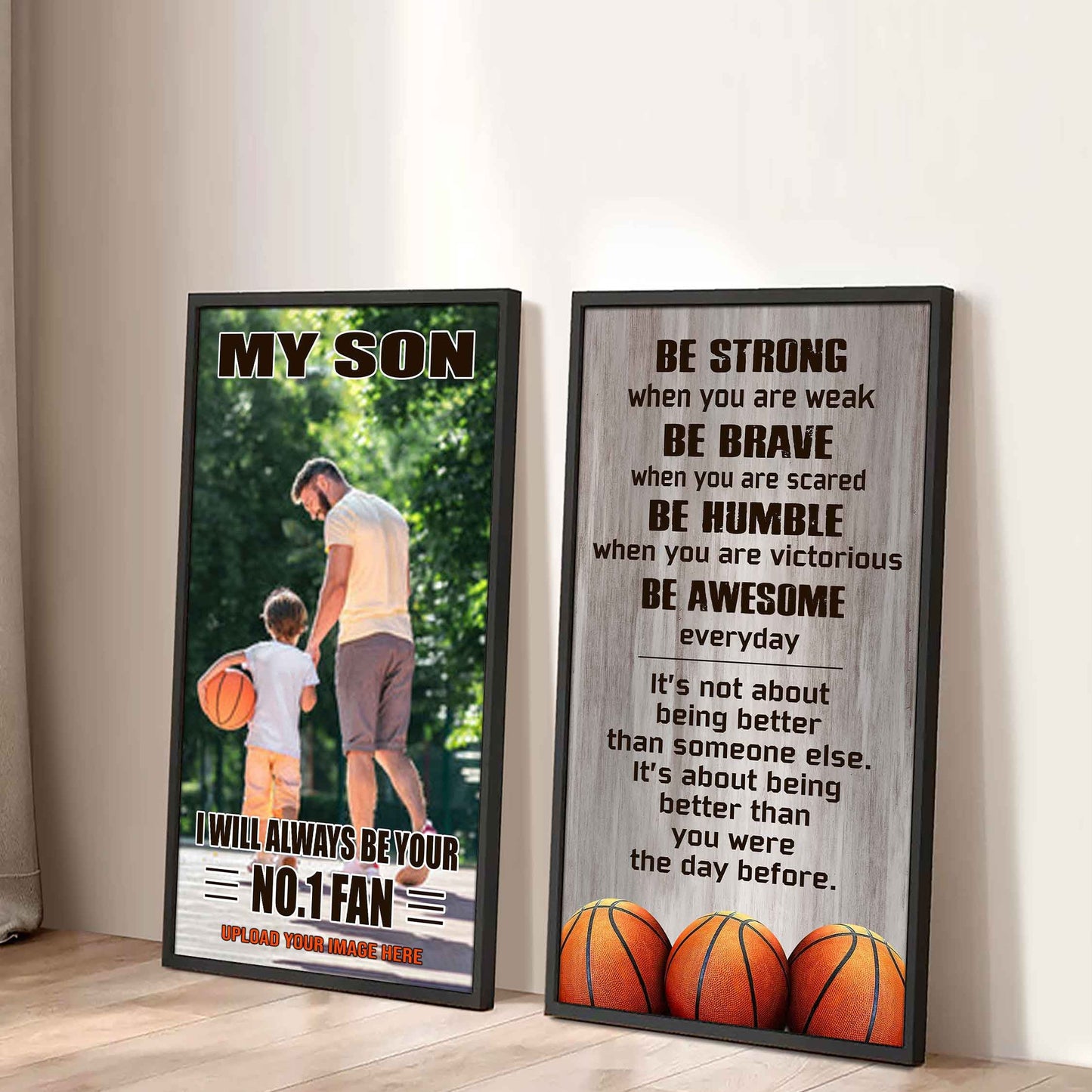 Baseball- My Son Be Strong When You Are Weak Be Awesome Everyday Set 2 Canvas Wall Art From Dad To Son