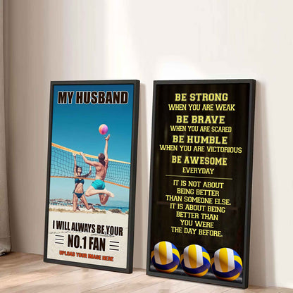 Baseball- Couple To My Husband Be Strong When You Are Weak Be Awesome Everyday Set 2 Canvas Wall Art