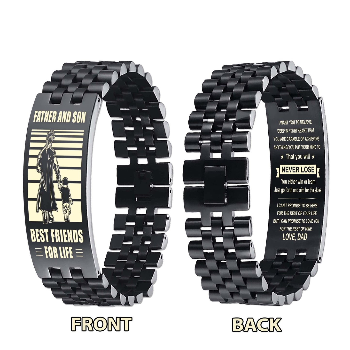 ant samurai personalized double sided bracelet father and son best friends for life - message on the back side