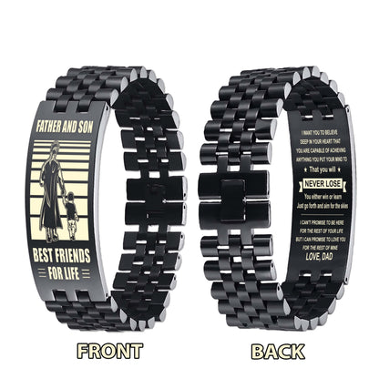 STO Spartan Personalized Double Sided Bracelet Father And Son Best Friends For Life - Message on the back side