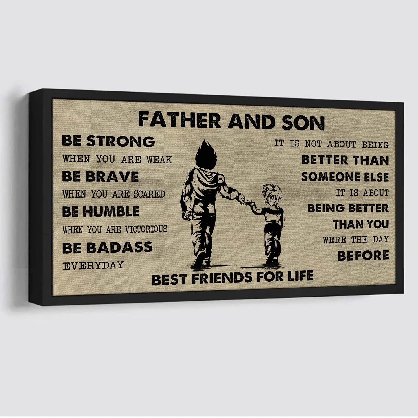 biker father and son best friends for life - be strong when you are weak poster canvas gift for son from father-photo upload