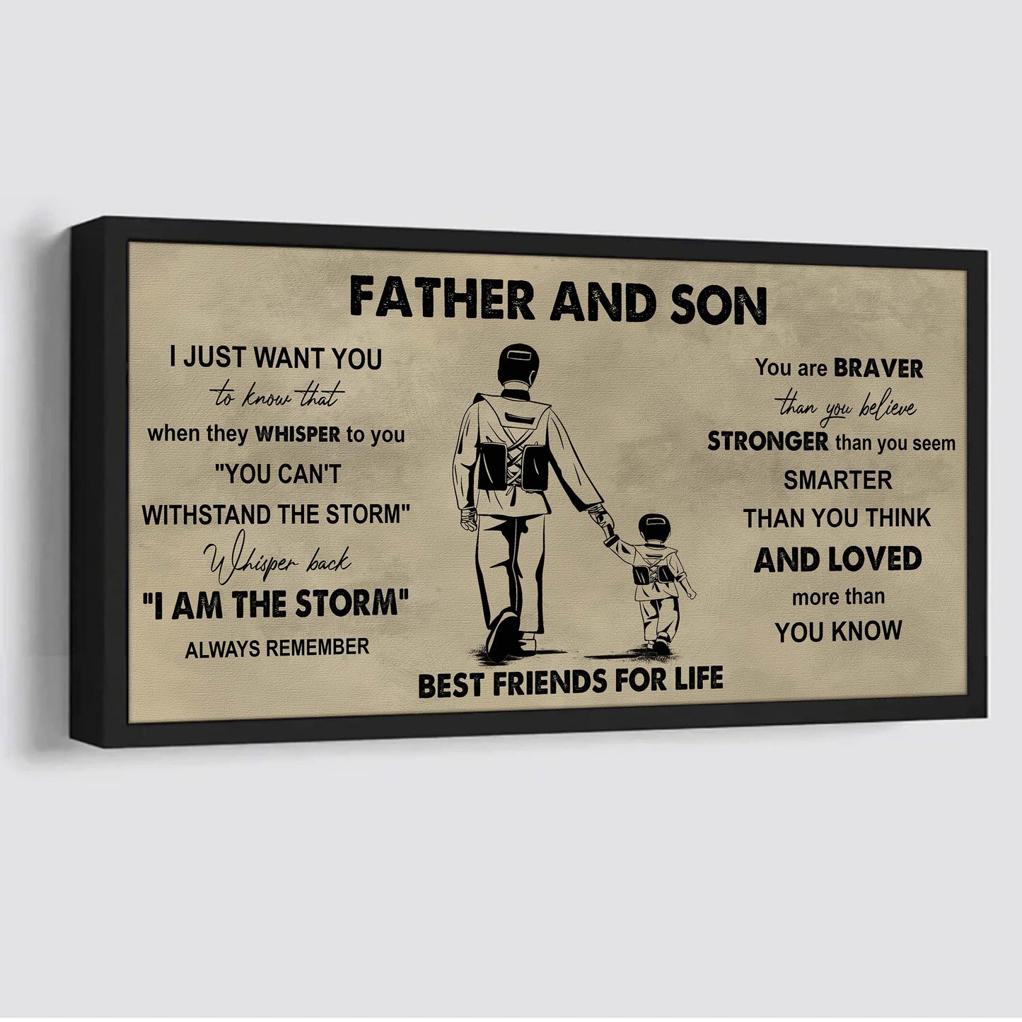 hockey father and son best friends for life - i am the storm poster canvas gift for son from father