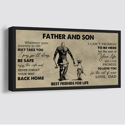 DRB Father And Son Best Friends For Life - Never Forget Your Way Back Home Poster Canvas Gift For Son From Father-Photo Upload