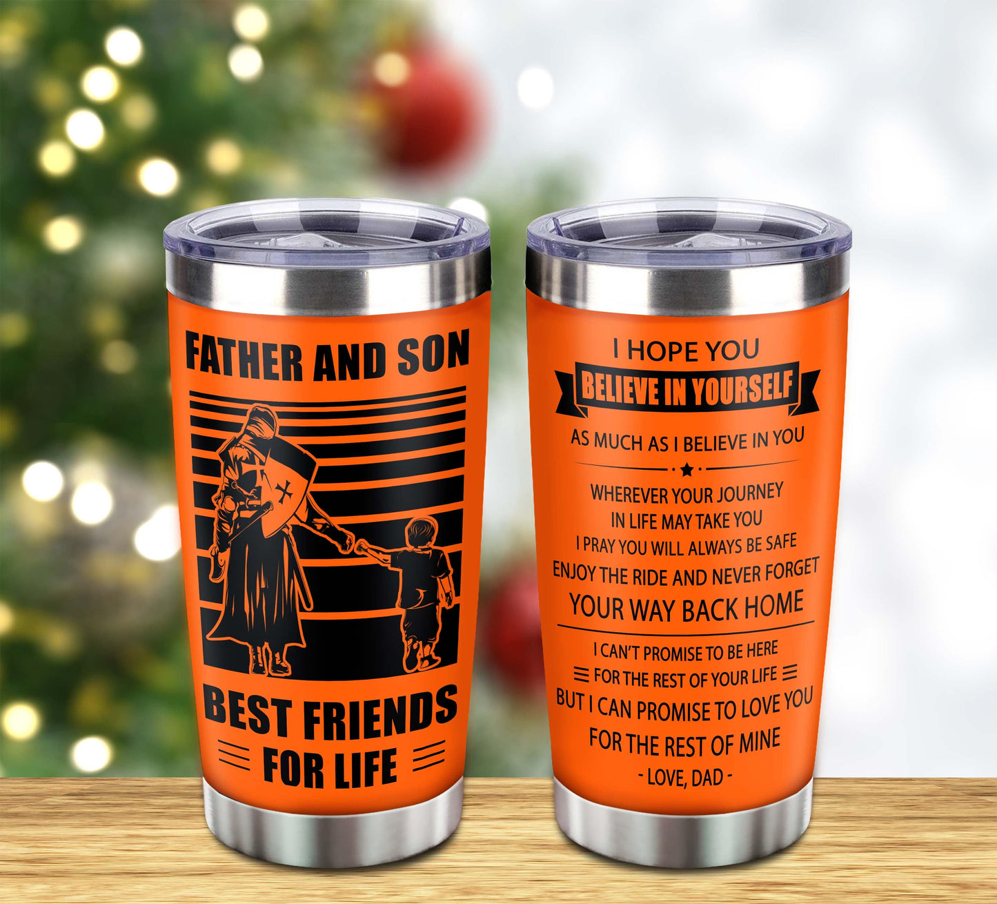 wbh customizable drb tumbler, gifts from dad to son father and son best friend for life with inspriration message