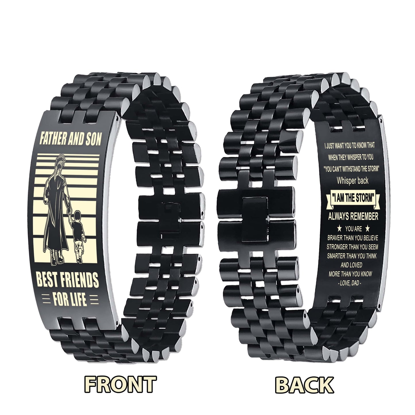 sto samurai personalized double sided bracelet father and son best friends for life - message on the back side