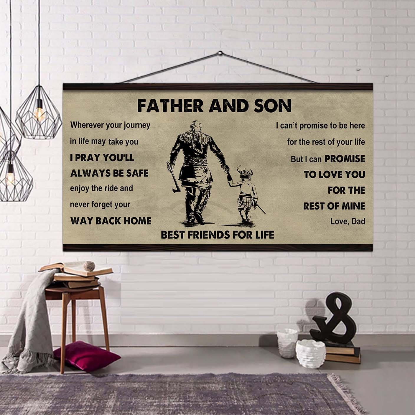 vikings father and son best friends for life - ver 2 never forget your way back home poster canvas gift for son from father