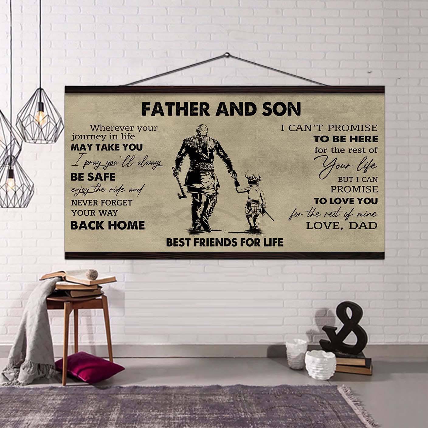 drb father and son best friends for life - never forget your way back home poster canvas gift for son from father