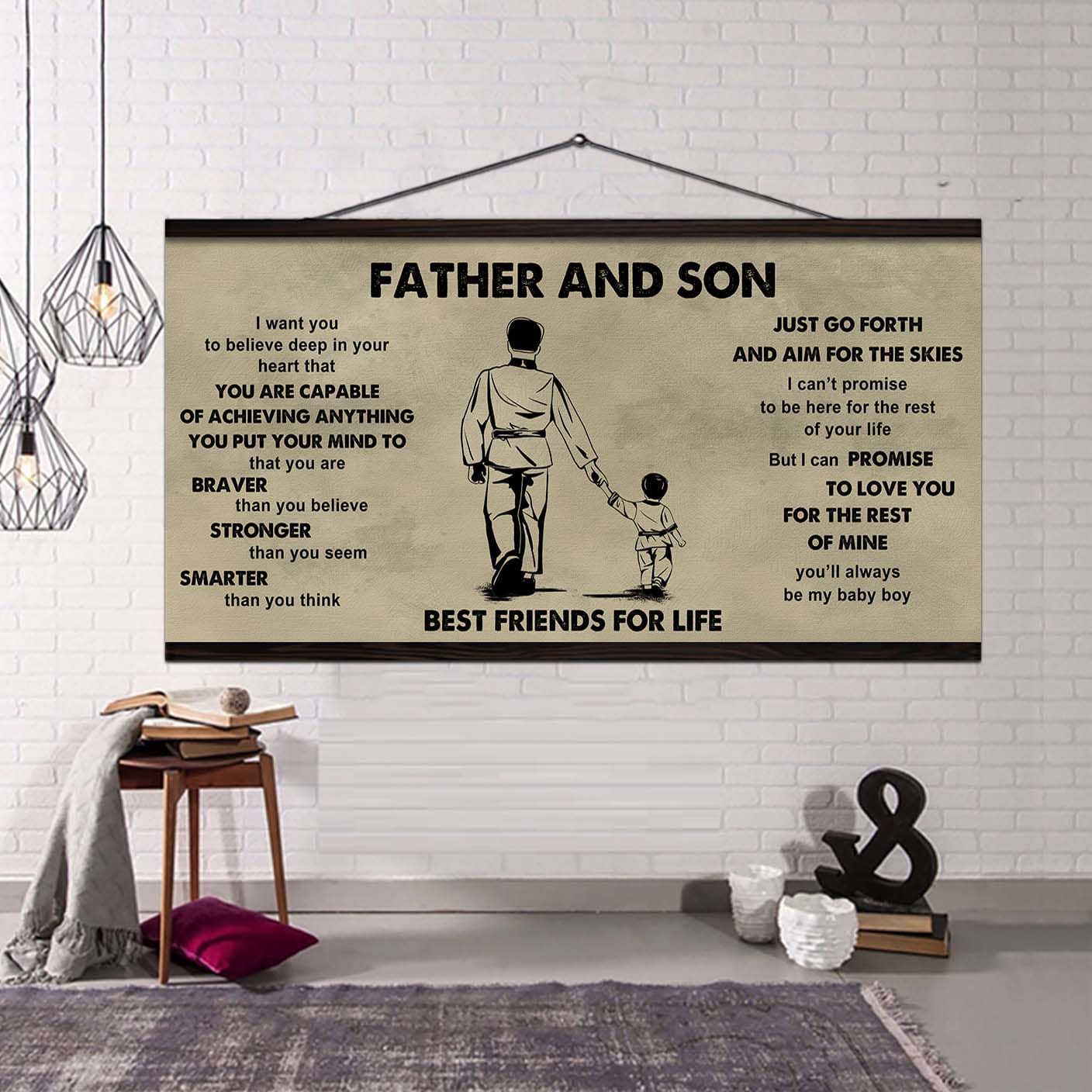 family father and son best friends for life - that you are braver than you believe poster canvas gift for son from father